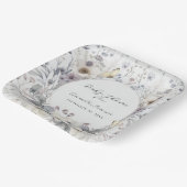 Elegante Bloemen Lavendel In Witte Baby Meisje Dou Papieren Bordje (Gebogen)