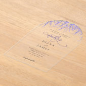 Elegante Bloemen Lavendel Kalligrafie Huwelijk Acryl Uitnodigingen (Laagn)