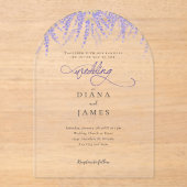 Elegante Bloemen Lavendel Kalligrafie Huwelijk Acryl Uitnodigingen (Voorkant)