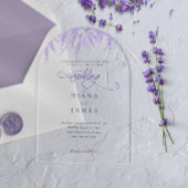 Elegante Bloemen Lavendel Kalligrafie Huwelijk Acryl Uitnodigingen