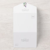 Elegante Bloemen Lavendel Kalligrafie Huwelijk All In One Uitnodiging (Buitenkant)