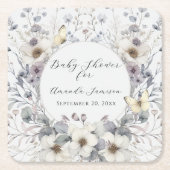 Elegante Bloemen Lavendel n Wit Meisje Baby shower Kartonnen Onderzetters (Voorkant)