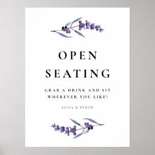 Elegante Bloemen Lavendel Open Zitplaatsen bruilof Poster