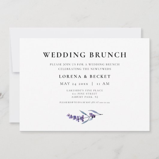 Elegante Bloemen Lavendel Post bruiloft brunch Kaart (Voorkant)
