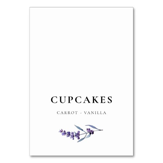 Elegante Bloemen Lavendel Trouwbuffet Kaart (Voorkant)