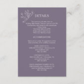 Elegante Bloemen Lavendel Trouwdetails Informatiekaartje (Voorkant)