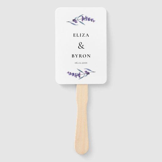 Elegante Bloemen Lavendel Trouwprogramma Handwaaier (Voorkant)