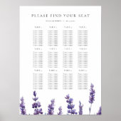Elegante Bloemen Lavendel Trouwstoel Grafiek Poster (Voorkant)