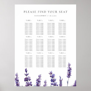 Elegante Bloemen Lavendel Trouwstoel Grafiek Poster