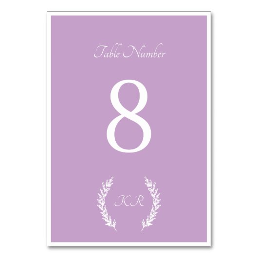 Elegante Bloemen Lavendel Trouwtafel Kaart (Voorkant)