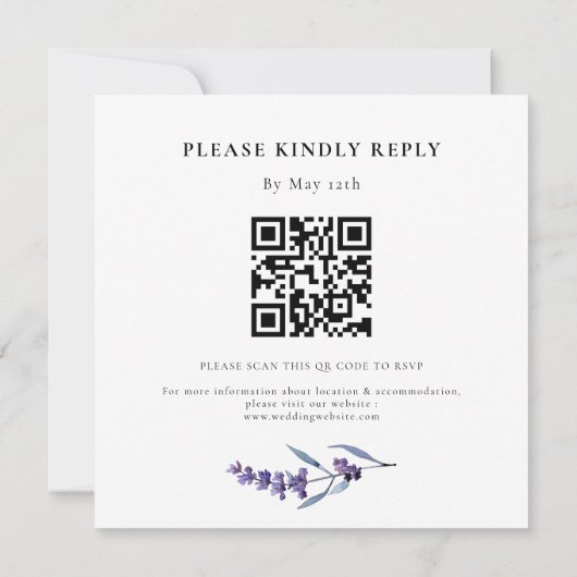 Elegante Bloemen Lavendel Vierkante bruiloft Kaart (Achterkant)