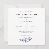 Elegante Bloemen Lavendel Vierkante bruiloft Kaart (Voorkant)