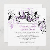 Elegante Bloemen Lavendel Vlinder Bruiloft Uitnodi Kaart (Voorkant / Achterkant)