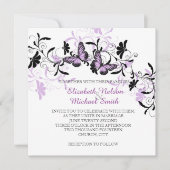 Elegante Bloemen Lavendel Vlinder Bruiloft Uitnodi Kaart (Voorkant)