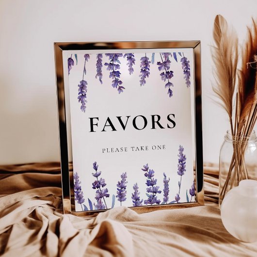 Elegante Bloemen Lavendel Wedding Favorieten teken Poster