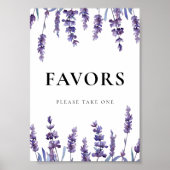 Elegante Bloemen Lavendel Wedding Favorieten teken Poster (Voorkant)