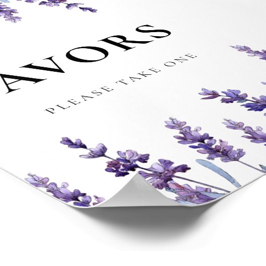 Elegante Bloemen Lavendel Wedding Favorieten teken Poster (Hoek)