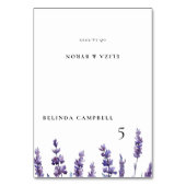 Elegante Bloemen Lavendel Wedding Guest Place Card Kaart (Voorkant)