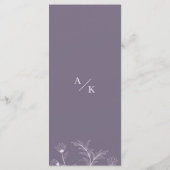 Elegante Bloemen Lavendel Wedding Menu (Achterkant)