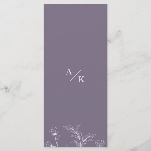 Elegante Bloemen Lavendel Wedding Menu (Achterkant)
