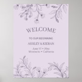 Elegante Bloemen Lavendel Welkom bruiloft Poster (Voorkant)