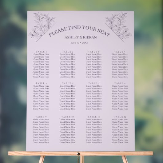 Elegante Bloemen Lavendel Zitting Grafiek Acryl Bord (Neutraal)