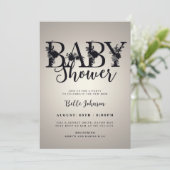 Elegante Bloemen Letters Baby shower Uitnodiging - (Staand voorkant)