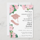 Elegante Bloemen Licht Roze en Wit Afstuderen Kaart (Voorkant)