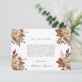 Elegante Bloemen Liefde Hart Boho Fall Trouwfoto Bedankkaart (Staand voorkant)