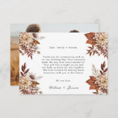 Elegante Bloemen Liefde Hart Boho Fall Trouwfoto Bedankkaart (Voorkant / Achterkant)