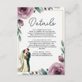 Elegante Bloemen Lijst Bruid en bruidegom Boho bru Informatiekaartje (Voorkant)