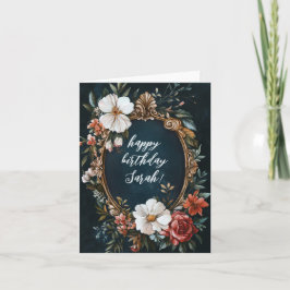 Elegante Bloemen Lijst  CUSTOM VERJAARDAG NAAM Kaart