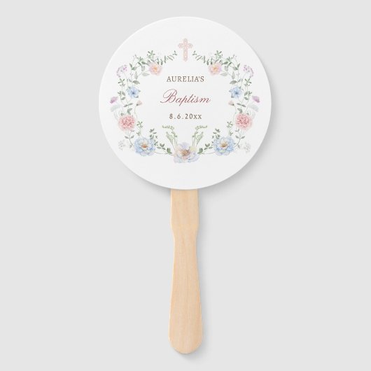 Elegante Bloemen Lijst Doop Hand Fan Handwaaier (Achterkant)