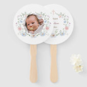 Elegante Bloemen Lijst Doop Hand Fan Handwaaier (Voorkant en achterkant)