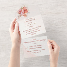 Elegante Bloemen Lijst gepersonaliseerde bruiloft All In One Uitnodiging