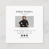 Elegante bloemen lijst roze marineblauwe evenement vierkante visitekaartje (Achterkant)