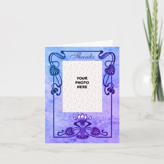 Elegante Bloemen Lijst Trouwfoto Bedankkaart (Voorkant)