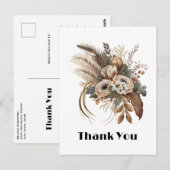 Elegante Bloemen Loof en Veren Bedankt Briefkaart (Voorkant / Achterkant)