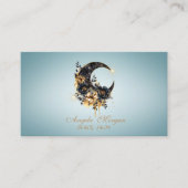 Elegante Bloemen Maan Blauw Visitekaartje (Voorkant)