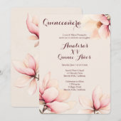 Elegante Bloemen Magnolia Quinceañera CUSTOM Kaart (Voorkant / Achterkant)