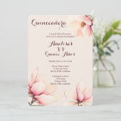 Elegante Bloemen Magnolia Quinceañera CUSTOM Kaart (Staand voorkant)