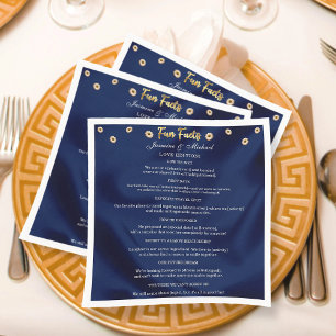 Elegante Bloemen Marine Blauw & Goud Wedding Fun F Servet
