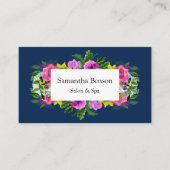 Elegante Bloemen Marine Blauwe Stralende Bloei Afsprakenkaartje (Voorkant)