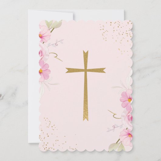 Elegante Bloemen Meisje Doop Kaart (Achterkant)