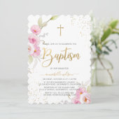 Elegante Bloemen Meisje Doop Kaart (Staand voorkant)