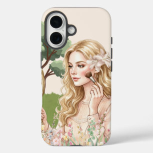 Elegante Bloemen Meisje Hoes, Apple iPhone 16, Ste 16 Hoesje