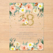 Elegante Bloemen Meisjes 18e verjaardag Acryl Uitnodigingen (Voorkant)