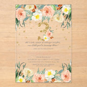 Elegante Bloemen Meisjes 3e verjaardag Acryl Uitnodigingen (Voorkant)