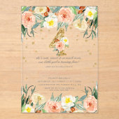 Elegante Bloemen Meisjes 4e verjaardag Acryl Uitnodigingen (Voorkant)
