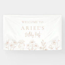 Elegante bloemen meisjes verjaardagsfeestje spandoek